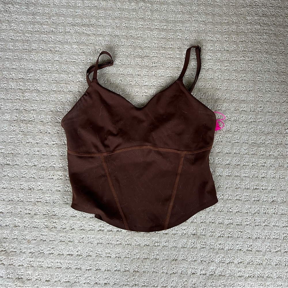 Terez Action Corset Crop Tank in Cafe
